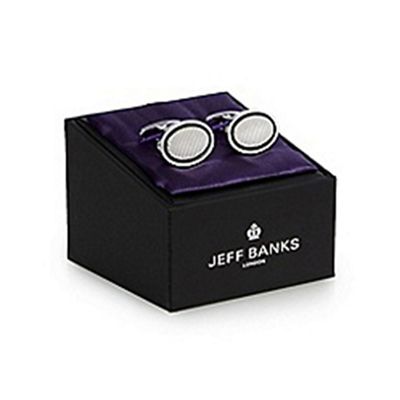 Silver textured oval cufflinks in a gift box